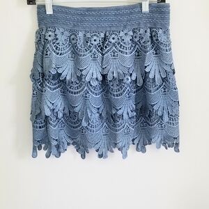 Evelyn Blue lace skirt Tiered